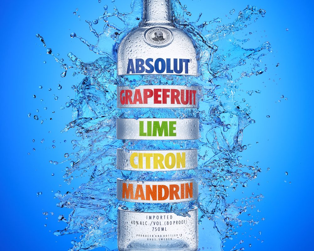 Absolut Sliced Bottle photo by Jens Johnson Photography. Premium food, beverage, and product photography for Connecticut and New York.