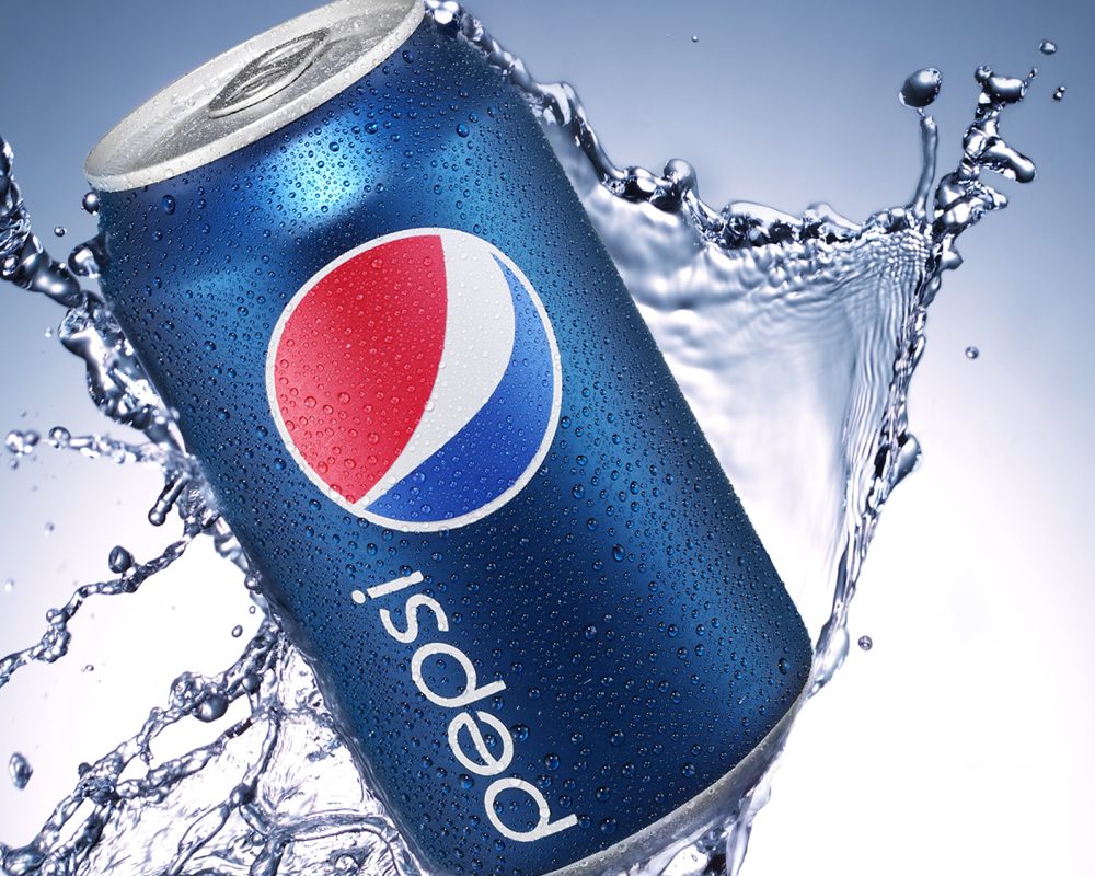 Pepsi can splash photo by Jens Johnson Photography. Premium food, beverage, and product photography for Connecticut and New York.